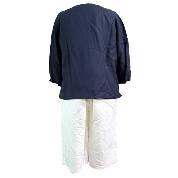 🌸 Plus Size 18 Coldwater Creek Linen Blend Two-Piece Set – Navy and White - Picture 6 of 9